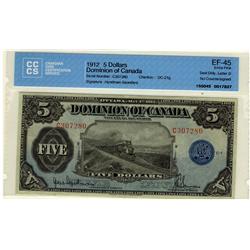 1912 $5 DC-21g #C307280 CCCS EF45.  Nice and clean.