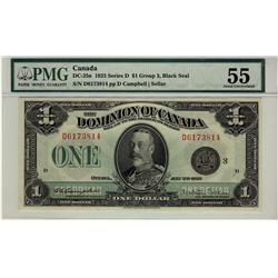 1923 $1 DC-25n #D6173814 PMG AU55