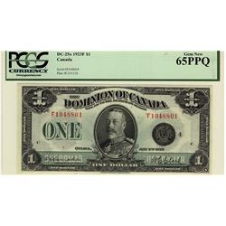 1923 $1 DC-25o #F1048801 PCGS UNC65PPQ, Rare F letter in GEM'