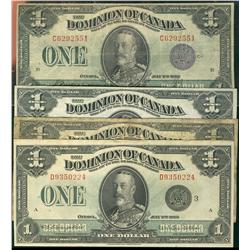 1923 $1 Lot including DC-25k #C6292551 Fine, DC-25j VG, DC-25n EF & DC-25o VF.  Lot of 4 notes.  Sho
