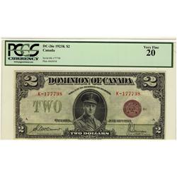 1923 $2 DC-26e #K-177798 PCGS VF20