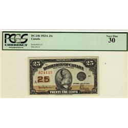 1923 25¢ DC-24b #074133 PCGS VF30