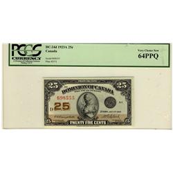 1923 25¢ DC-24d #698555 PCGS Choice UNC64PPQ.