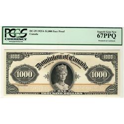 1925 $1000 DC-29 Face proof PCGS UNC67PPQ.  Very rare and seldom offered.