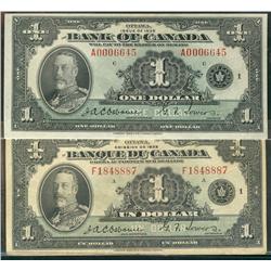 1935 $1 BC-1 #A0006645 EF & BC-2 #F1848887 VF.  Lot of 2 notes.