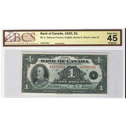 1935 $1 BC-1 #A2851892 BCS EF45 Original.