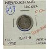 Image 1 : Nfld 1873H 5¢ F-12, lightly toned.  Rare.
