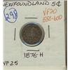 Image 1 : Nfld 1876H 5¢ VF20, a nice and original example.