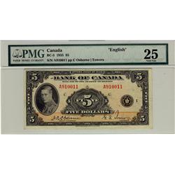1935 $5 A910011 BC-5 PMG VF25