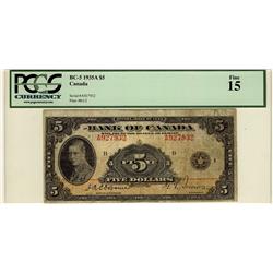 1935 $5 BC-5 #A927932 PCGS F15