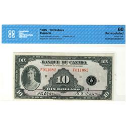 1935 $10 BC-8 #F011082 CCCS UNC60