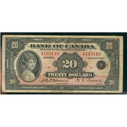 1935 $20 BC-9b #A183149.  Colourful F/VF issue.