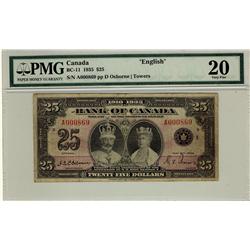 1935 $25 BC-11 A000869 PMG VF20