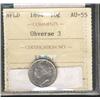 Image 1 : Nfld 1894 10¢ Obv 3 ICCS AU55.  Lustrous.