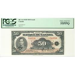 1935 $50 BC-14 #F03739 PCGS AU55PPQ.  Wow.  Very rare example.  Choice with vibrant colours.  Worth 