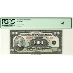 1935 $1000 BC-19 A15999 PCGS UNC62