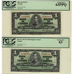 1937 $1 BC-21c D/M1347534, BC-21d U/N8241085 both PCGS UNC63PPQ