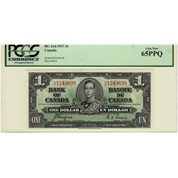1937 $1 BC-21d H/N1243638 PCGS UNC65PPQ