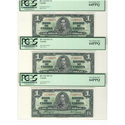1937 $1 BC-21d PCGS UNC64 PPQ.  Lot of 3 notes.