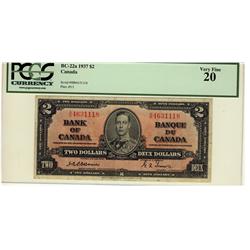 1937 $2 BC-22a B/B4631118 PCGS VF20