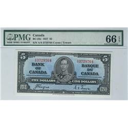 1937 $5 BC-23c #AS3729764 PMG Gem UNC66 EPQ.
