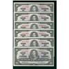 Image 1 : 1937 $10 BC-24b #UD0019687-992.  Lot of 6 consecutive AU to UNC notes.