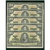 Image 1 : 1937 $20 BC-25b #DE3132811-815.  Lot of 5 consecutive AU to UNC notes.
