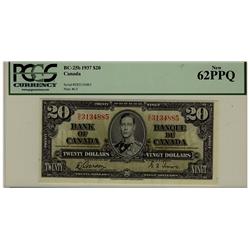 1937 $20 BC-25b D/E3134885 PCGS UNC62PPQ