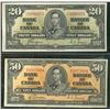 Image 1 : 1937 $20 BC-25c #HE5080371 & 1937 $50 BC-26b #BH1027664.  Lot of 2 notes EF to EF+ for grade.