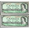 Image 1 : 1954 $1 BC-37bA #*AY0286933/934.  Lot of 2 notes consecutive.  Choice UNC.