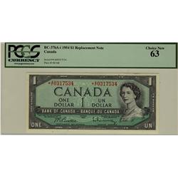 1954 $1 BC-37bA-i *A/F0317534 PCGS UNC63