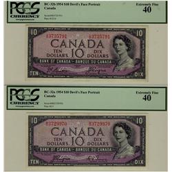 1954 $10 BC-32a B/D3729970; BC-32b I/D3735791 both PCGS EF40