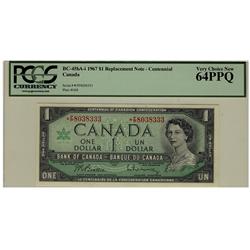 1967 $1 BC-45bA-i *F/P8038333 PCGS UNC64PPQ