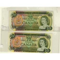 1969 $20 BC-aA #EH2757786 & #*EM2899689.  Lot of 2 notes EF to AU.