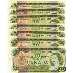 1969 $20 BC-aA & BC-48bA.  Lot of 7 replacement notes all EF to AU.  Includes *YA, *WV(2), *WN(3) & 