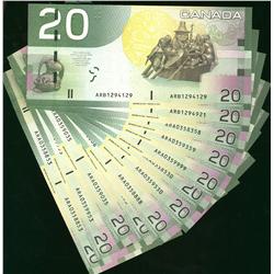 2007 $20 BC-64a #ARA0358358, 0359359, 0359999, 0358530, 0359530, 0358888, 0358035, 0359035, 0359953,