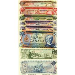 Bird Series Low Serial Matched Number set #473.  Includes 1972 & 1979 $5, 1971 $10(2), 1969 & 1979 $