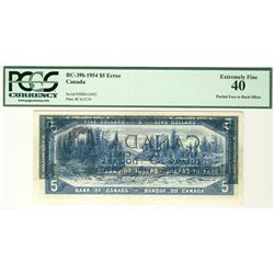 ERROR 1954 $5 BC-39b Partial Face to Back Offset Z/S0612492 PCGS EF40