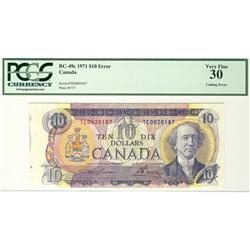 ERROR 1971 $10 BC-49c TE0020187 Cutting Error PCGS VF30
