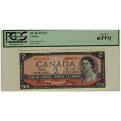Low Serial Number 1954 $2 BC-38a A/R0000080 PCGS UNC66PPQ