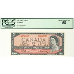 Low Serial Number 1954 $2 BC-38b T/U0000002 PCGS AU58