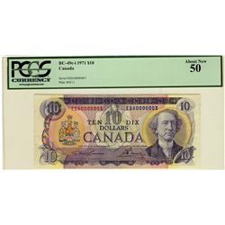 Low Serial Number 1971 $10 BC-49c-i EDA0000003 PCGS AU50