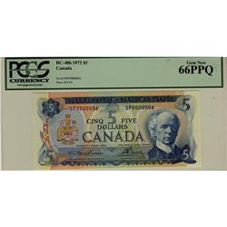 Low Serial Number 1972 $5 BC-48b SP0000006 PCGS UNC66PPQ