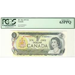 Low Serial Number 1973 $1 BC-46a NT0000011 PCGS UNC63PPQ