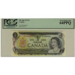 Low Serial Number 1973 $1 BC-46a NT0000061 PCGS UNC64PPQ