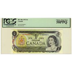 Low Serial Number 1973 $1 BC-46a NT0000071 PCGS AU58PPQ