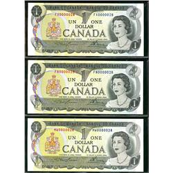 Low Serial Numbers 1973 $1 BC-46a Low Serial number #FX0000028, #MW00000028 & #FN0000028.  Lot of 3 