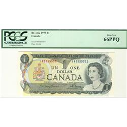 Solid 1973 $1 BC-46a IN5555555 PCGS UNC66PPQ