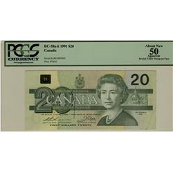 Solid 1991 $20 BC-58a-ii AIK9999999 PCGS AU50App