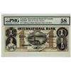 Image 1 : The International Bank of Canada 1858 $1 #15260 CH-380-10-08-04 PMG AU58